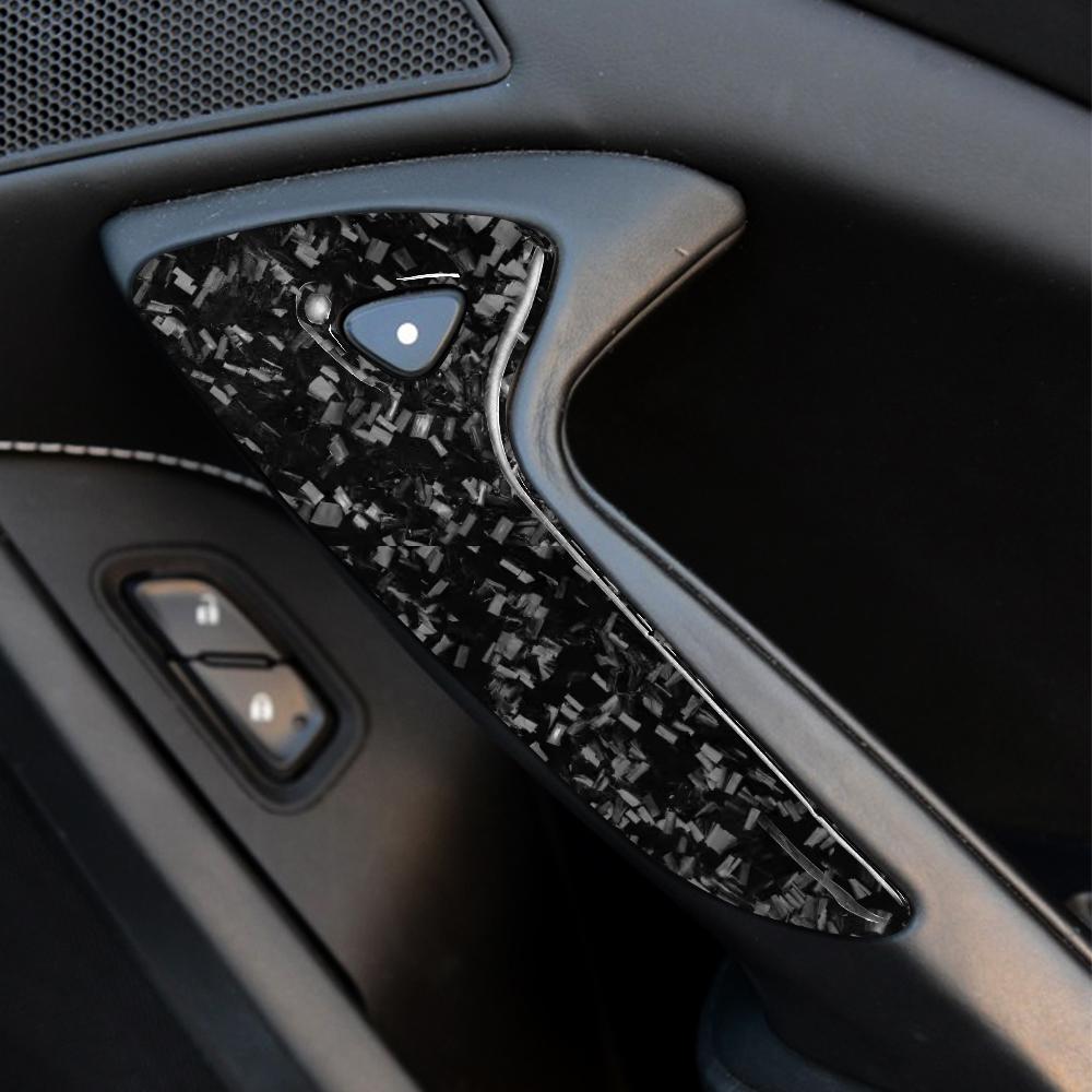 For Chevrolet Corvette C7 ZR1 Z06 2014-2019 Real Dry Forged Carbon Fiber Door Handle Button Panel Cover Sticker Car Accessories