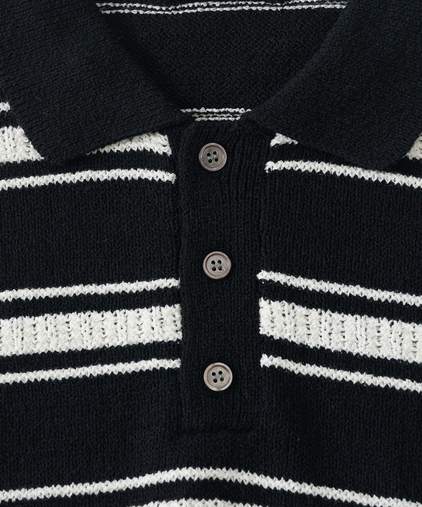 ANALOG MOOD Modern Striped Short Sleeve Knit (Black)