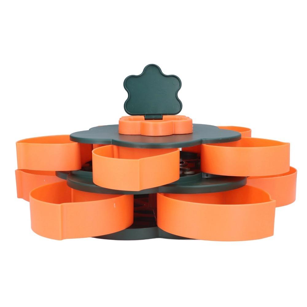 Flower Shape Candy Tray Double Layer Nut Plate 360 Rotating Storage Organizer Snack Storage