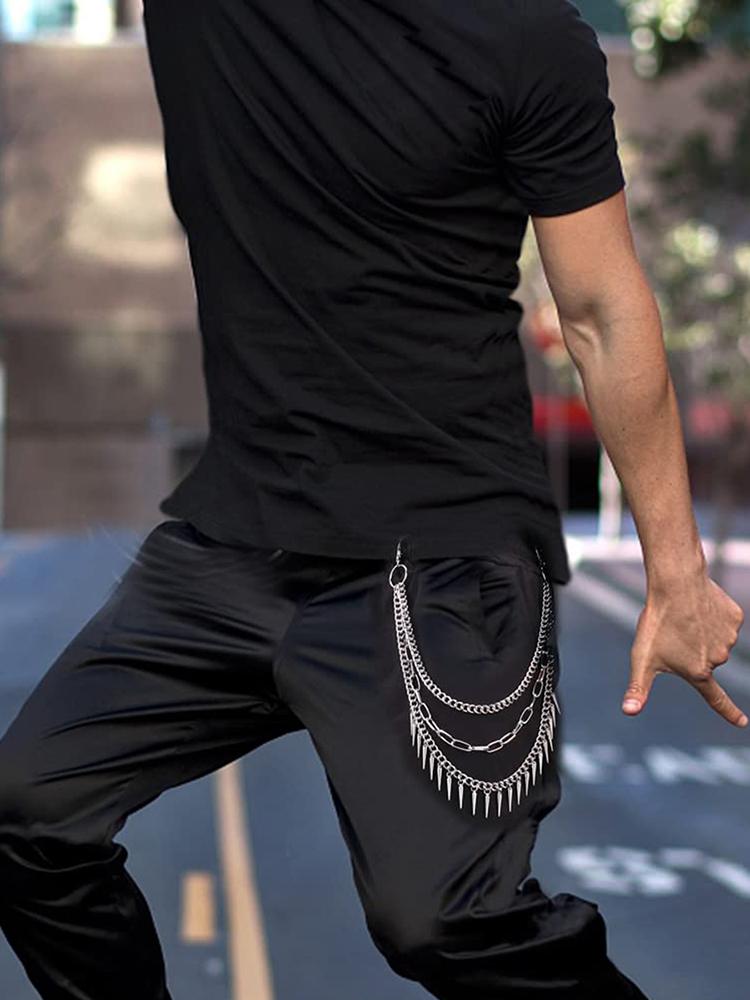 Панк-брюки, геометрическая тройная цепь, ремень-цепочка с крючком, декоративная металлическая цепь