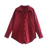 Women Turn Down Collar Elegant Office Basic Candy Color Shirts Long Sleeve Solid Color Work Wear Blouses