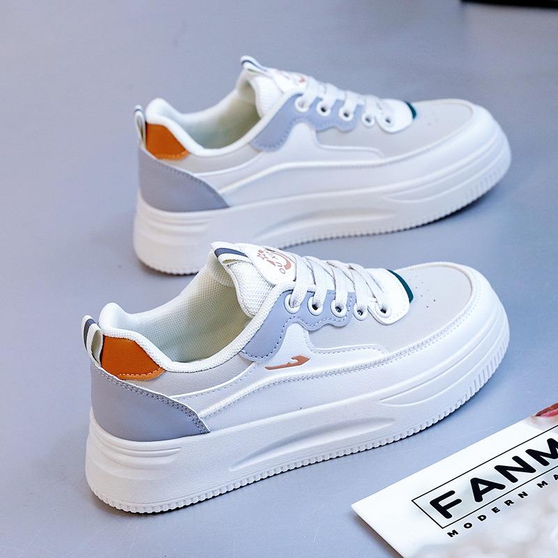 Модная женская обувь осень новая мода уличная контрастная женская повседневная спортивная дышащая кожаная обувь вулканизированная обувь