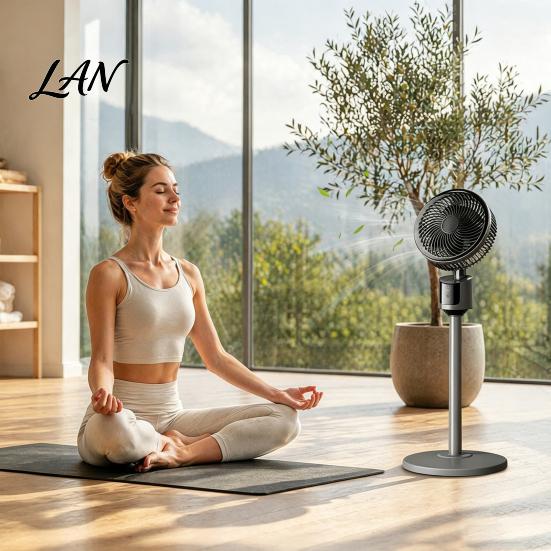 Living Room Fan Mini Floor Fan, Portable USB Air Circulation for Home Office, 3 Natural Breeze Speed Quiet Stand with 5m Airflow, Wide Angle