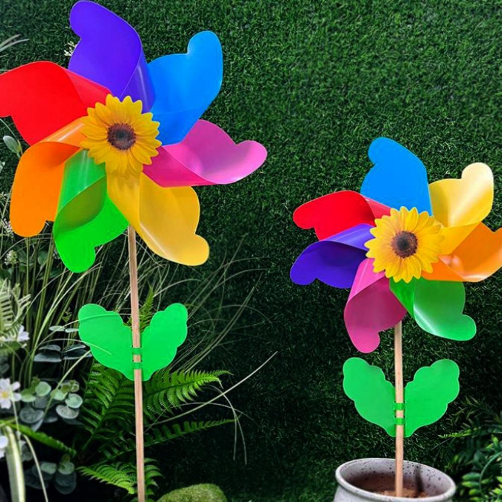 21/29/37cm Sunflower Windmill Multistyles Colorful Windmill Outdoor Party Picnic Decor