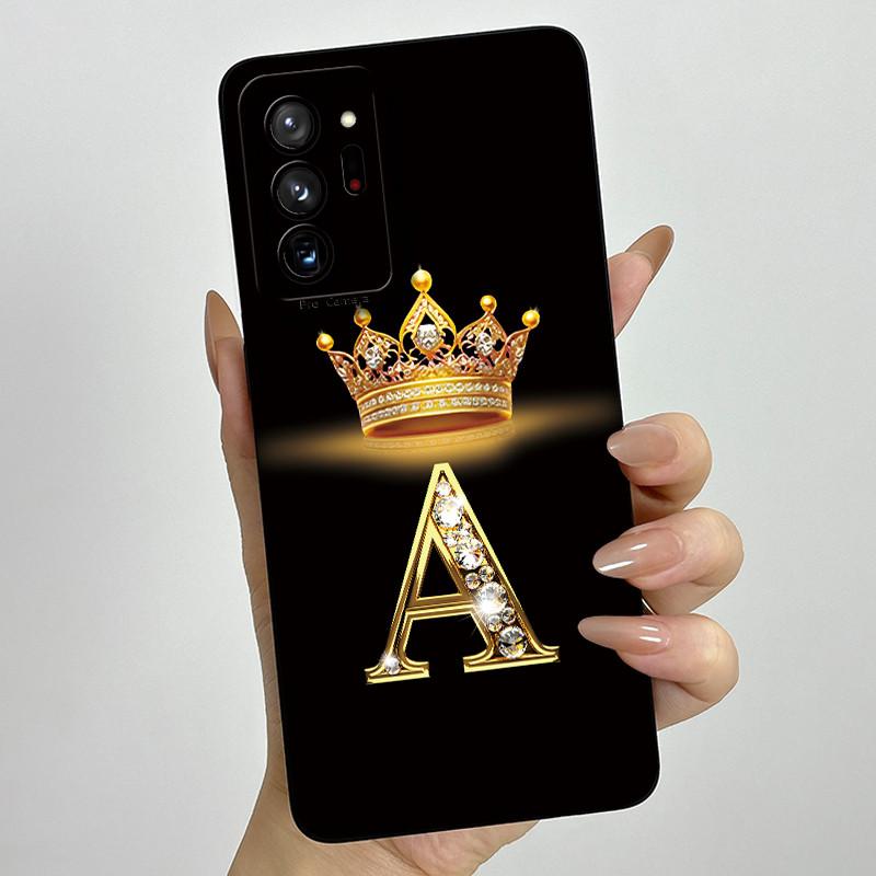 Чехол Для Samsung Galaxy Note 20 Ultra Роскошная Корона Буква Жидкий Силикон Задняя Крышка Мягкий Funda Для Samsung Note20 20Ultra Coque