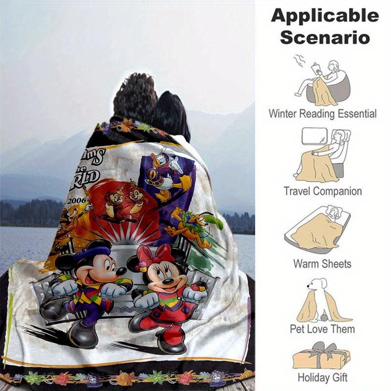 1pc, Disney Mickey and Minnie Home Decor Blanket- Perfect as a Cozy Sofa Throw, Outdoor Blanket, or Gift, Flannel Coverlet, Ideal for Bedrooms