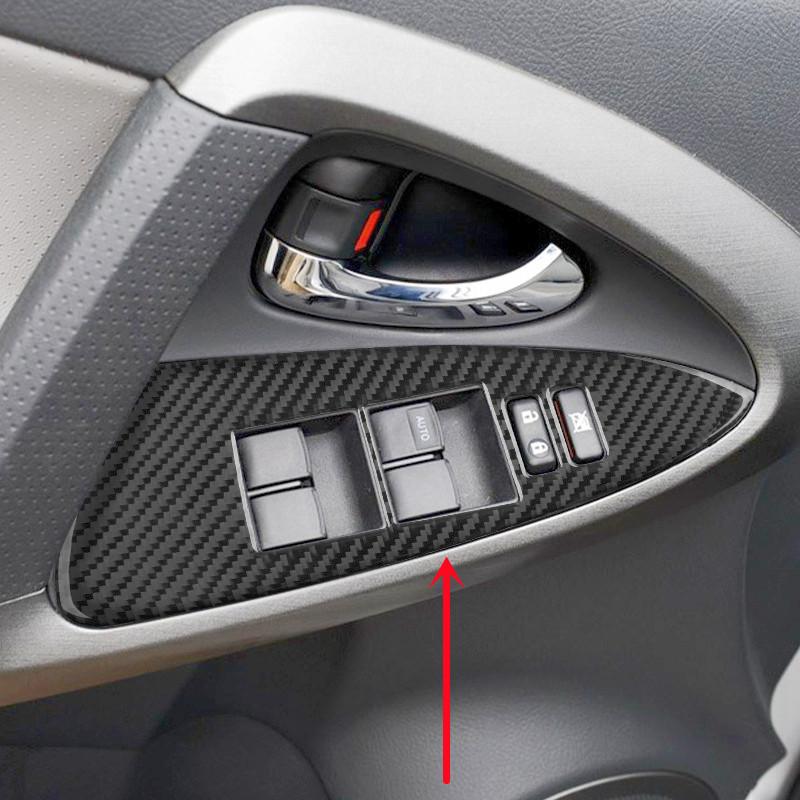 Carbon Fiber Car Inner Door Bowl Windows Control Panel Cover Trim Decal Stickers For Toyota RAV4 06-13 Car Interior