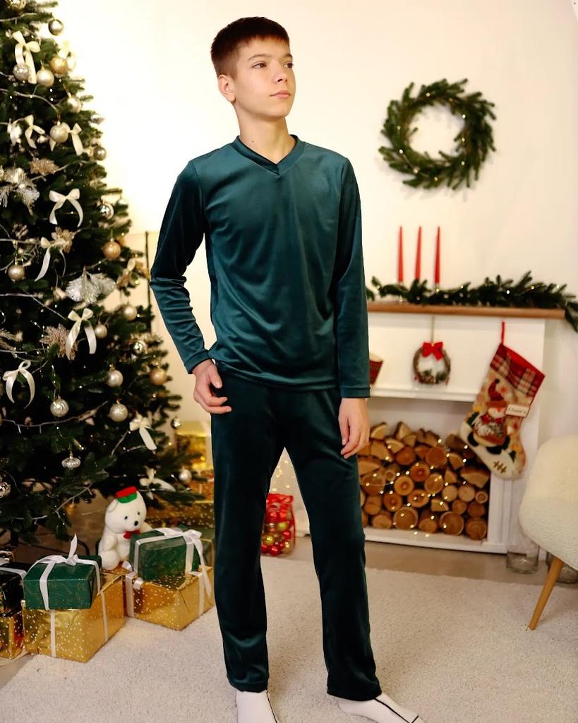 Пижама – Плюшевый велюровый комплект для мальчиков-подростков, Теплый зимний комфорт, Зима, 6412-030 HC