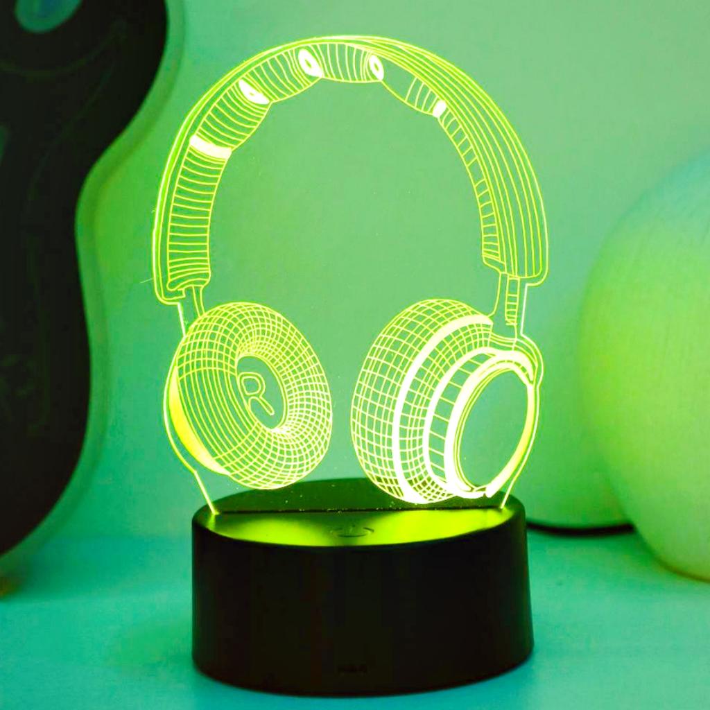 3D ночник Игровые наушники Спальня Игровая комната Настольная подсветка USB Сенсорный тип Семицветные меняющие цвет огни