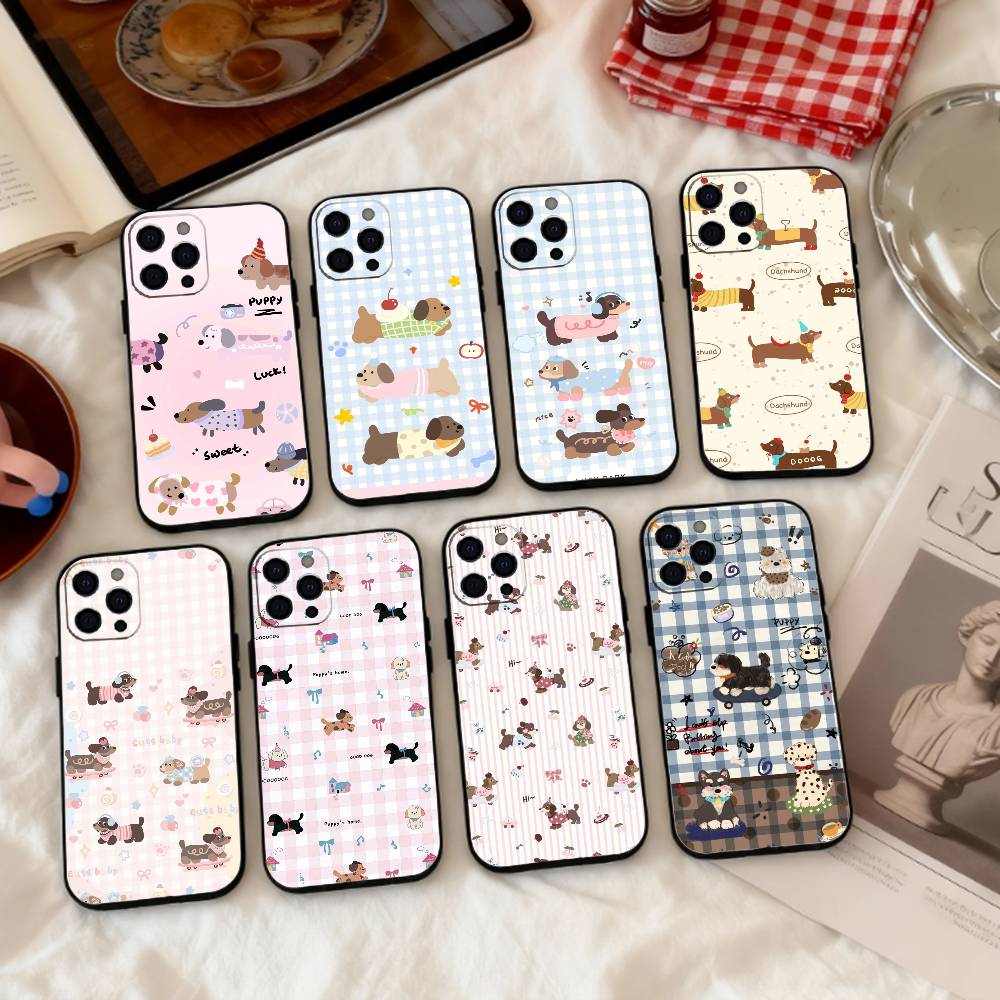 C-Cute-Такса K-Kawai Чехол для телефона Силиконовый Мягкий Для IPhone 17 16 15 14 13 12 11 X XR Plus Pro Max Plus