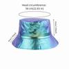 Leather Luminous Bucket Hat Wide Brim Single Sided Laser Rainbow Fisherman Hat Solid Color Silver Shiny Sun Cap Hip Hop Street
