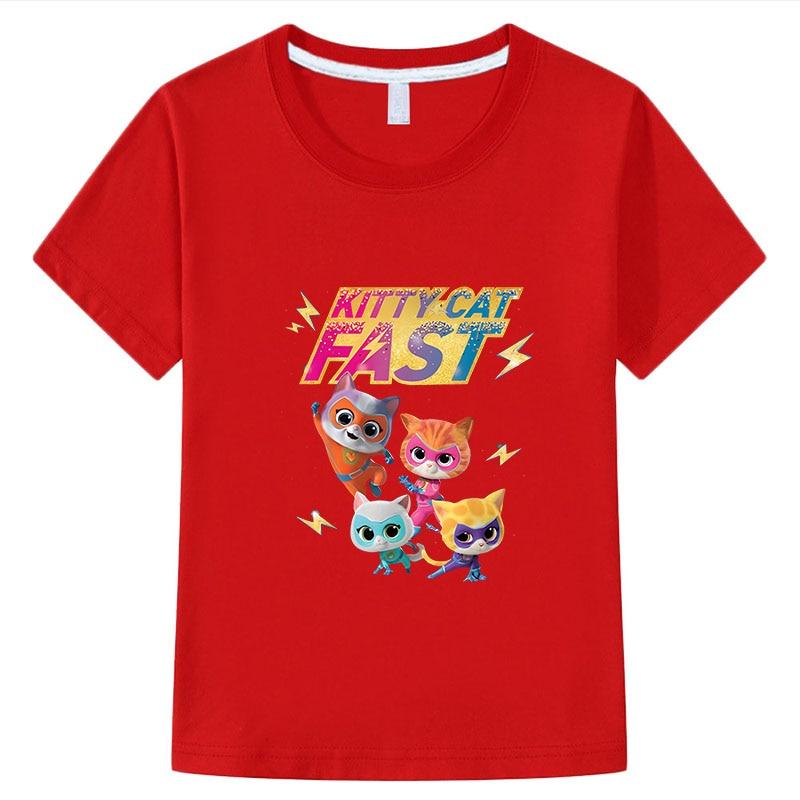 Футболка SuperKitties для мальчиков 10 лет, футболка с аниме, хлопковые топы с героями мультфильмов, одежда для девочек y2k, цельная летняя детская одежда
