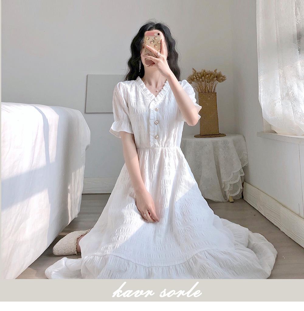 Летнее корейское ретро-белое платье во французском стиле 2023 года с очарованием феи