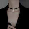 New Design Simple Ladies Clavicle Chain Neck Fresh And Luxurious Word Black Cool Temperament White Pendant Jewelry Gift