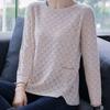 Hollow Out Round Neck Top Made of Silk Loose and Breathable Pullover