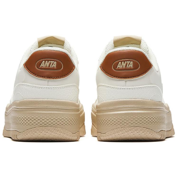 New Anta Street Play 2 Slip Resistant Cushioning Low Top Skateboard Shoes Women's White Brown 922448077-9