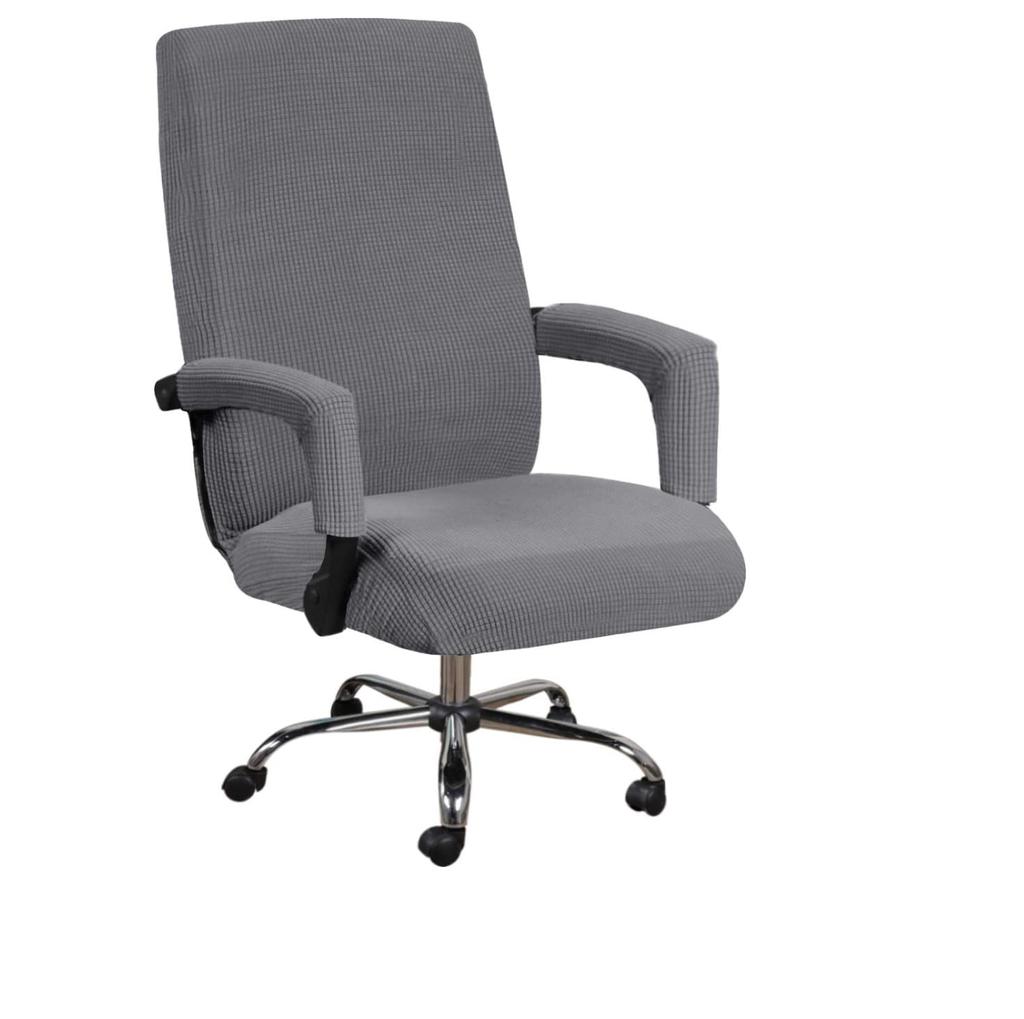 Office Chair Cover+Arm Cover Computer Seat Cover Stretch Rotating Chair Slipcover with Elastic Bottom Chair Protector for Rotating Boss Chair