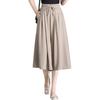 Women Casual Pants Elastic High Waist Adjustable Lace-up Wide Leg Cropped Pants Solid Color Loose Fit Lounge Culottes
