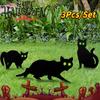 3pcs Simulation Black Cat Decoration Sign Halloween Theme Card Outdoor Garden Yard Decor Props