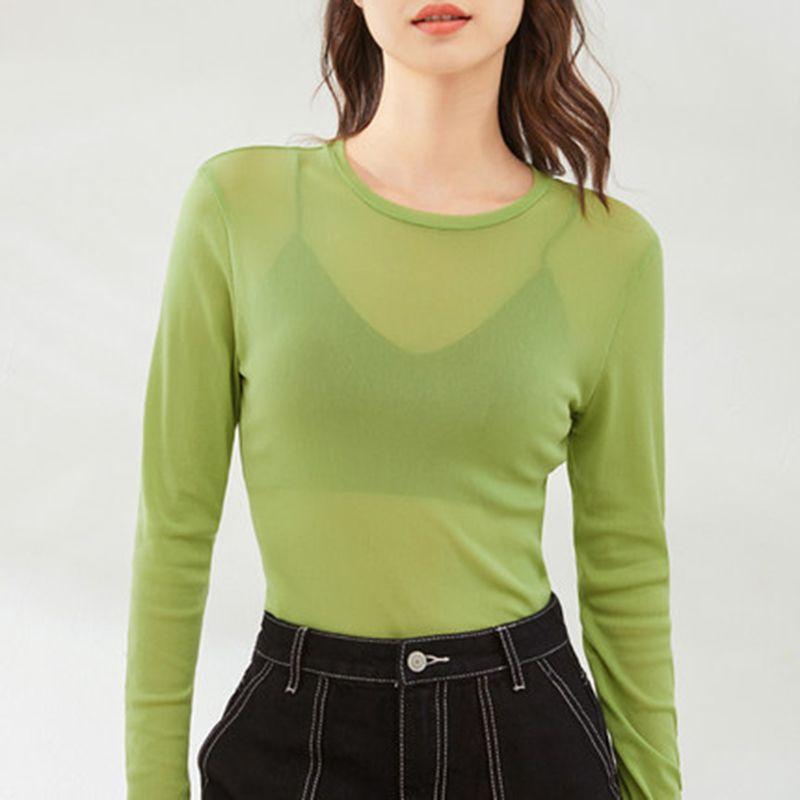 Летний сетчатый дышащий тонкий солнцезащитный топ с длинными рукавами, однотонный прозрачный топ, женская блузка из ледяного кружева