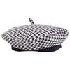 Dior [Excellent Condition/Domestically Authorized] 35DAP910I121 Wool Houndstooth Beret with Ribbon Design Hat 59 Black WhiteUsed