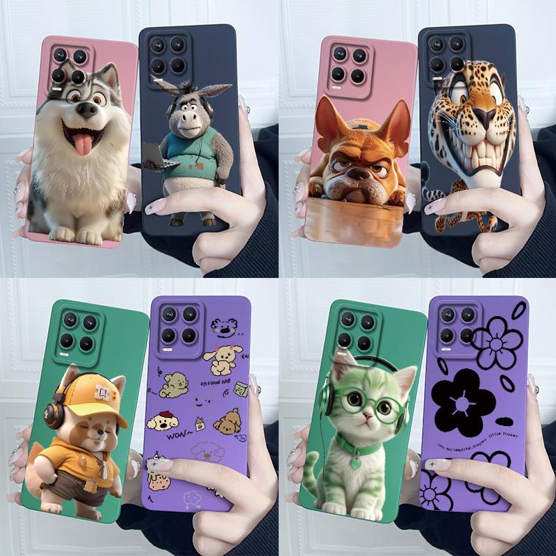 Phone Case For Realme 8 Pro 8i 8S 4G 5G Case Lovely Cartoon Flower Liquid Silicone Soft Shockproof Back Cover For Realme8 Bumper