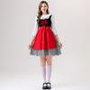 Halloween Little Red Riding Hood Cosplay Costume Grimm's Fairy Tale Crew Neck Apron Cloak Girl