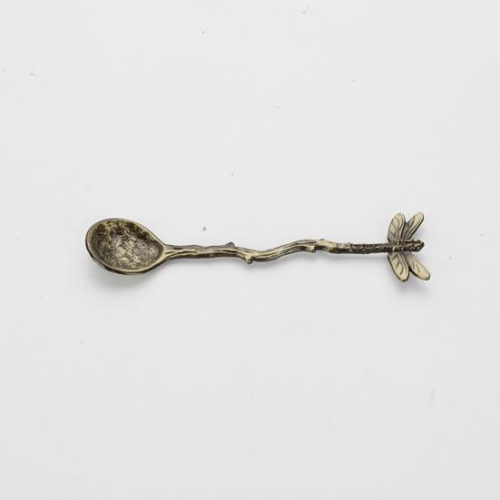 Coffee Spoon Vintage Hammer Effect Zinc Alloy Dragonfly Star Branch Ice Cream Spoon Kitchen