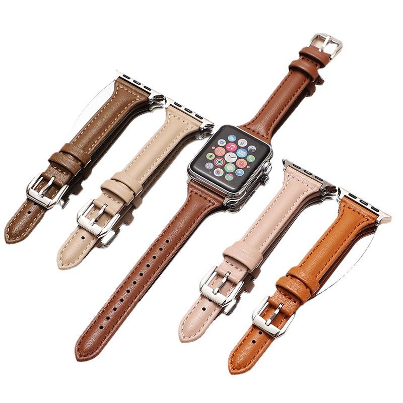 Compatible Leather Watch Strap for Apple Watch 7/6/SE/5/4/3 - Slim Waist Design, New Style