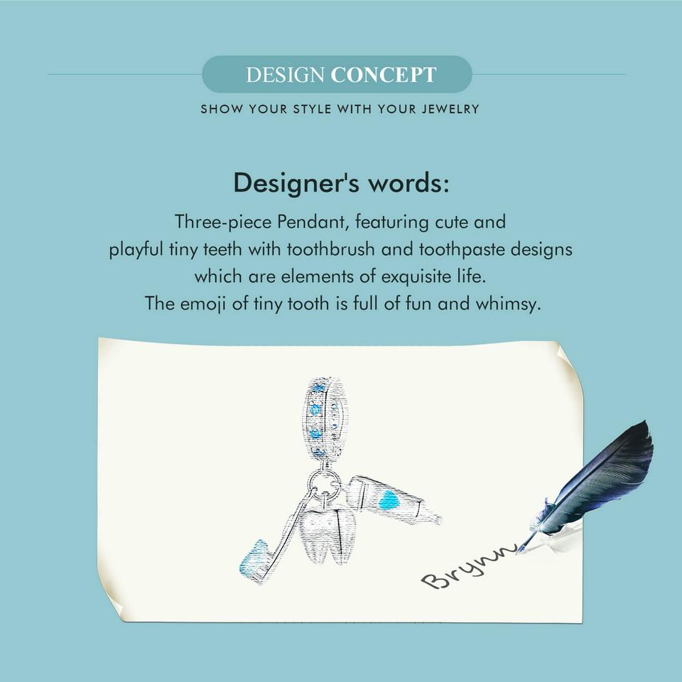 WOSTU Стерлингового серебра 925 пробы, набор из трех частей, зубная щетка, подвески, подвески, зубные бусины для женщин, браслет и ожерелье, ювелирные изделия