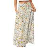 Женская повседневная складная юбка макси с цветочным принтом, высокой талией и карманом, с драпировкой