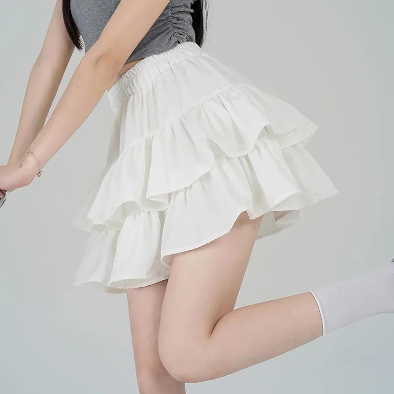 Новая весенне-летняя юбка-торт для женщин с высокой талией, облегающая, с оборками в виде лепестков лотоса, пышная короткая юбка для маленьких лепестков лотоса, короткая юбка до середины бедра