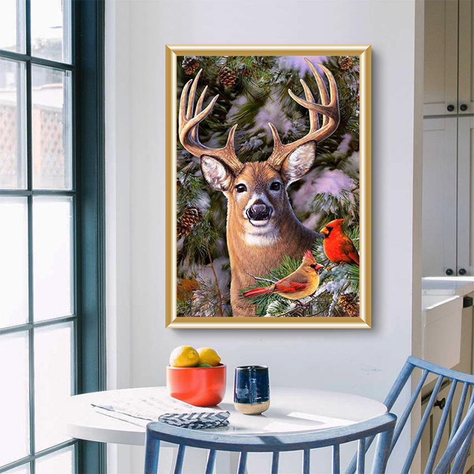 5D DIY полная круглая алмазная живопись животное олень комплект для вышивки крестиком Алмазная вышивка горный хрусталь художественная картина украшение дома