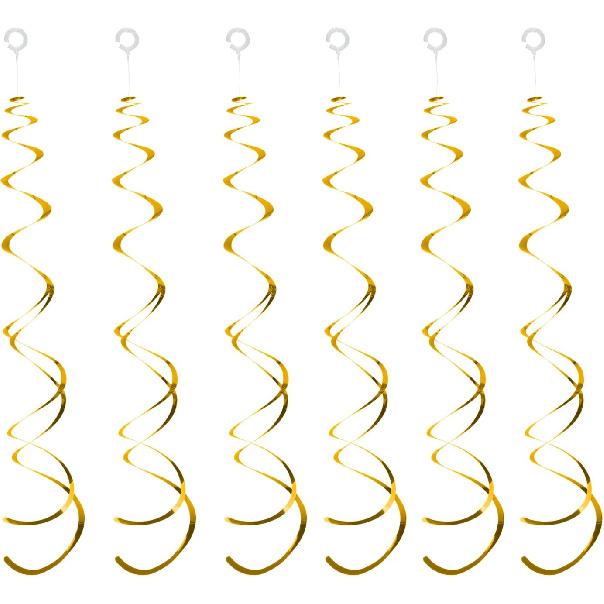 30 Pieces Gold Hanging Swirl Decorations Plastic Streamer Party Swirl Spiral Decorations for Ceiling, Wedding Baby Shower Birthday Party Supply