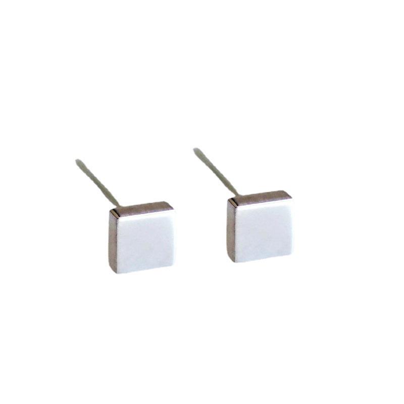 St. Delan Stainless Steel Small Square Fashion Earrings – Simple, Mini Titanium Studs