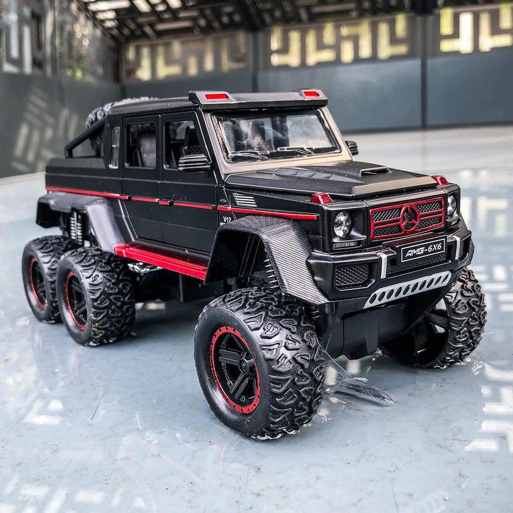 Масштаб 1/22 G63 AMG 6x6 V12, внедорожный черный пикап, модель автомобиля, игрушечный автомобиль из цинкового сплава со звуком и светом для детей, подарок для мальчиков и девочек