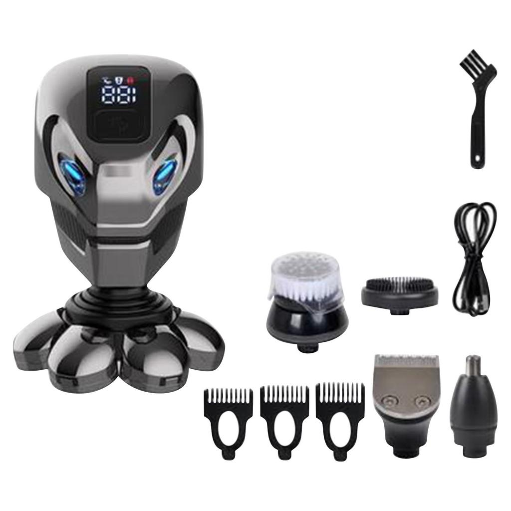 Men's Electric Bald Shaver Grooming Set Waterproof Cordless Multifunctional Wash Charging