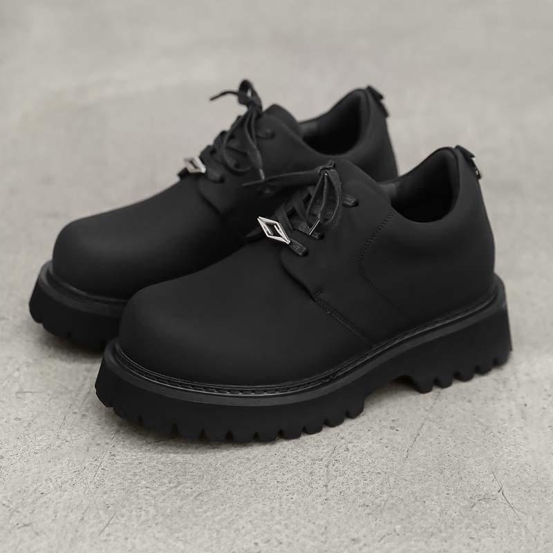 Mens Round Toe Low-Cut Casual Oxford Shoes With Chunky Heel Rubber Sole Fashionable Daily Wear