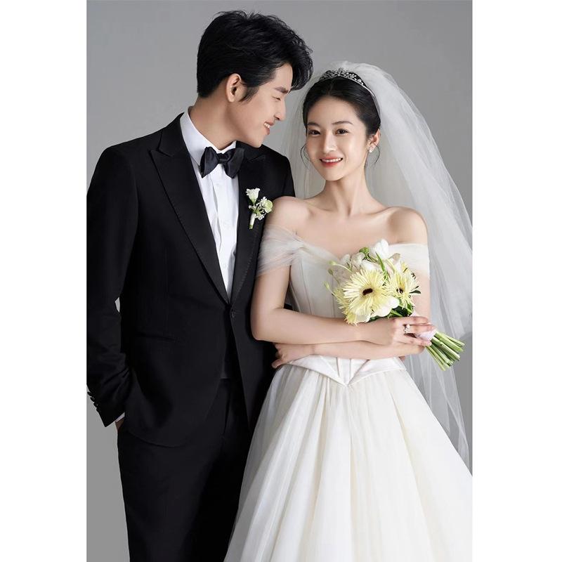 Новое французское газонное белое платье-топ-труба простое атласное свадебное платье ретро короткое платье с юбкой