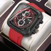 Luxury Fashion Men Sports Watches Male Square Silicone Quartz Wrist Watch Mens Business Chronograph Calendar Waterproof Watch