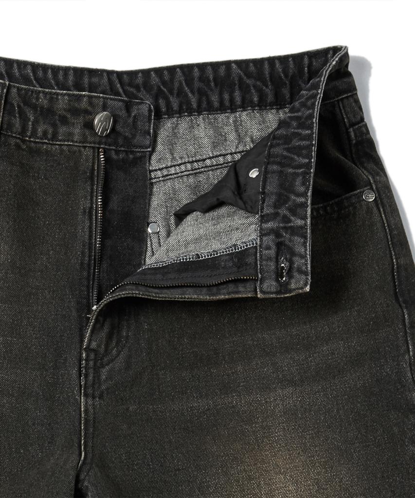TRAVEL Roll-Up Cut Denim Pants Black