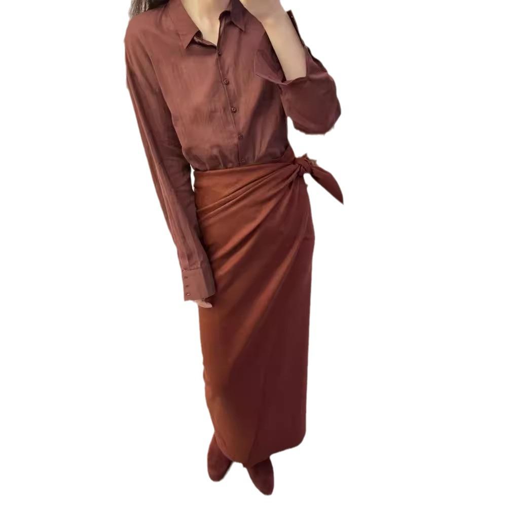 West Minor Элегантная Ретро Миди-юбка Асимметричного Кроя с Завышенной Талией