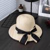 Large Bowknot Decor Bucket Hat Wide Brim French Style Straw Basin Hats Breathable Sunscreen Fisherman Cap for Women
