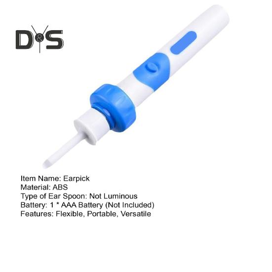 Электрический очиститель ушной серы, портативный набор для чистки ушей с 2 насадками и щеточками, удобный для использования ушной палочкой для здоровья семьи