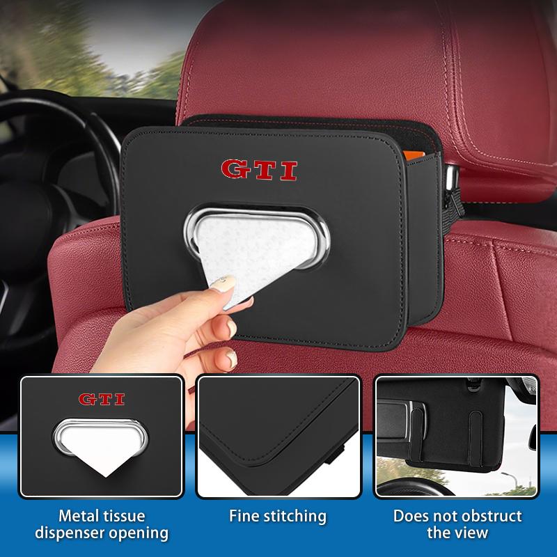LEG1 Car Tissue Box Holder Leather Auto Seat Back Hanging Tissue Box For Volkswagen VW Golf 4 6 7 GTI Tiguan B5 B6 B7 Jetta MK5 MK6