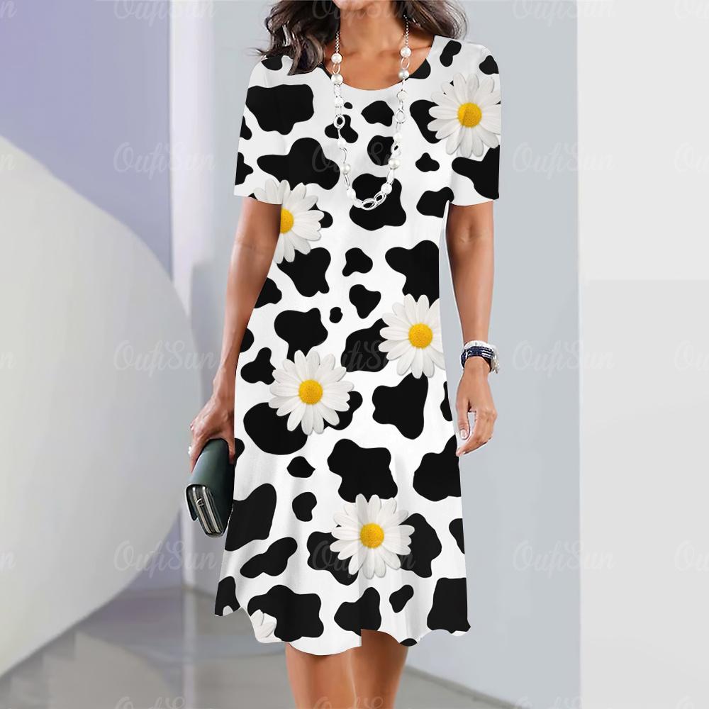 2024 Новые женские платья с цветочным принтом Элегантные и красивые платья миди больших размеров Женское летнее цельное платье
