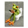 Peinture Sur Toile De Grenouille Verte Assise Sur Les Toilettes, Images D'art Animal Moderne, Pour Salle De Bain