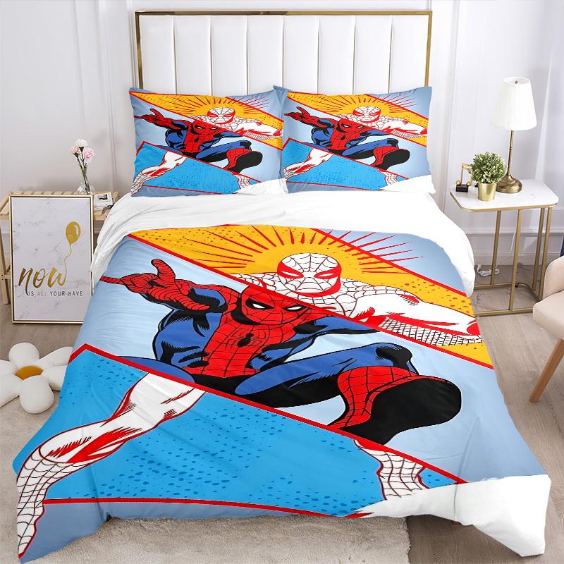 3pcs Spider-Man Web 1 Cover+2 Pillowcases, Pillow Inserts Not Included, Machine Washable, All-Season Use, Teen and Adult Rooms119