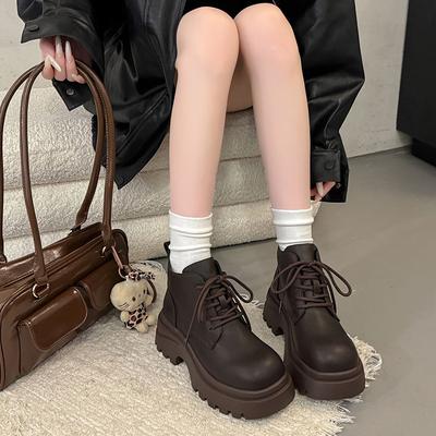 Женские ботинки Мартина новые осенние на толстой подошве увеличивающие рост ретро маленькие ковбойские ботинки короткие ботинки