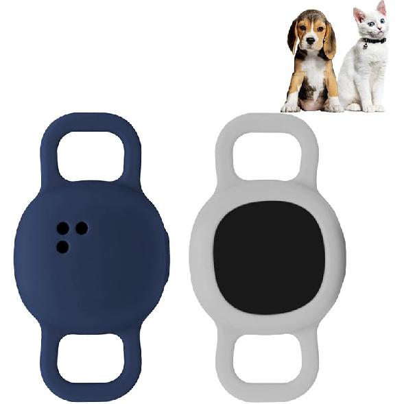 Silicone Cat Collar Holder for Tile Sticker 2024, 2 Pack Protective Case for Tile Sticker Tracker Pet Dog Cat (Black/Luminous Blue)